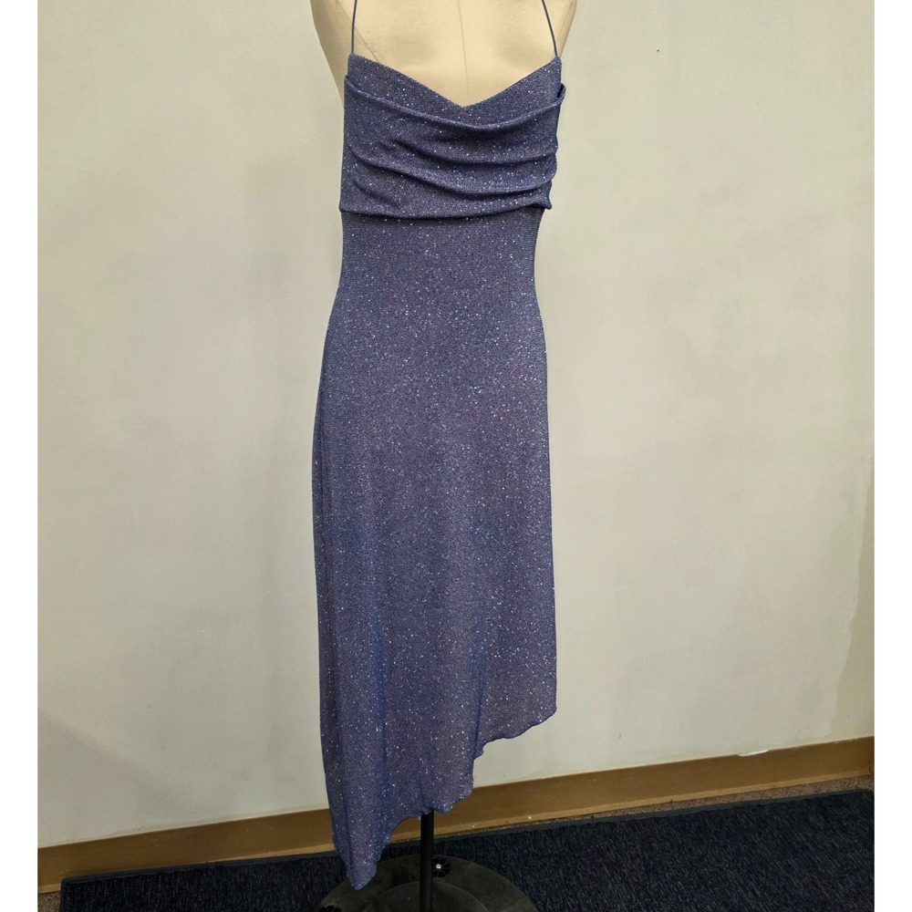 Be Smart Y2K Purple Beaded Dress 11/12 Juniors‎ Cowl Fitted Asymmetric Purple
